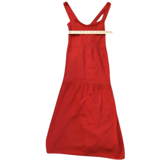 Valentina Naldi Scarlet Red Linen Blend Midi Dress Smocked Back Made in Italy XL - Picture 11 of 16